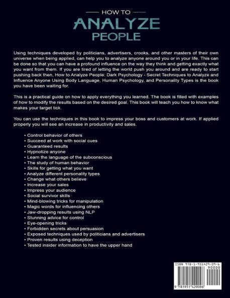 How to Analyze People: Dark Psychology Series 4 Manuscripts - How to Analyze People Persuasion NLP and Manipulation