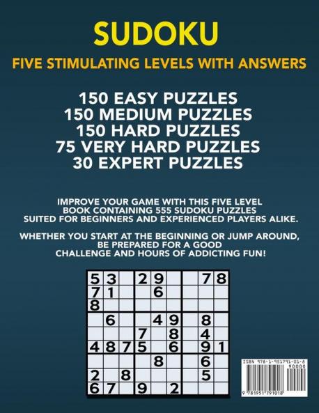 Sudoku 555 Puzzles Easy to Expert
