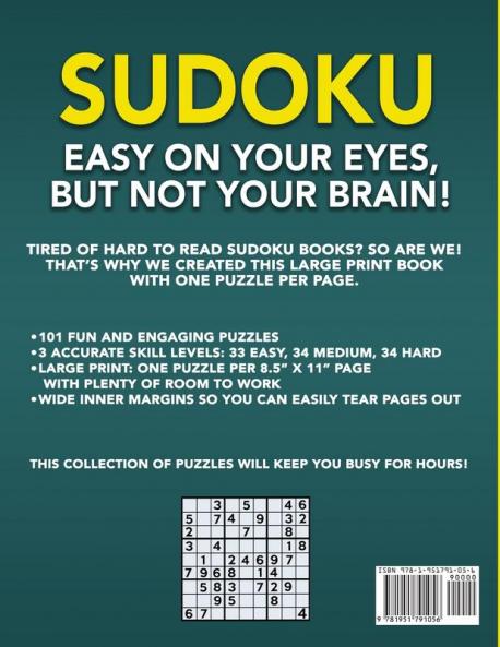 Sudoku Large Print 101 Puzzles Easy to Hard