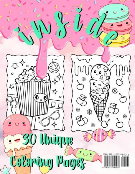 Kawaii Candies and Sweet Treats Coloring Book