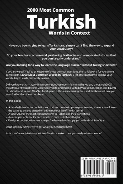 2000 Most Common Turkish Words in Context