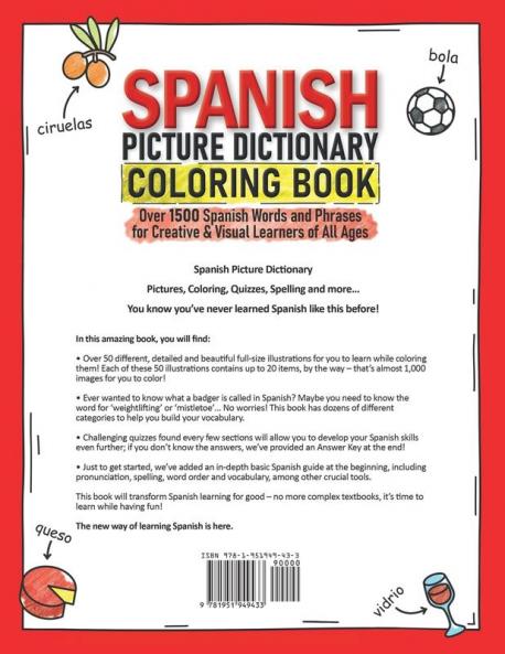 Spanish Picture Dictionary Coloring Book