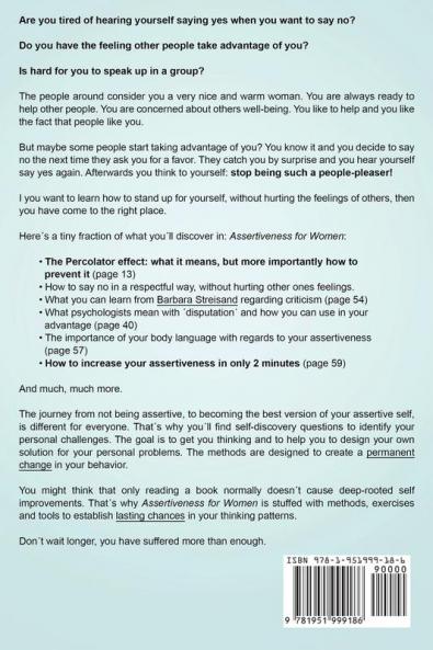Assertiveness for Women: Secret Tricks to Learn How to Say No Without Feeling Guilty and Get More Respect