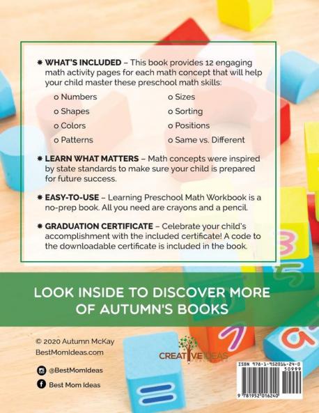 Learning Preschool Math Workbook