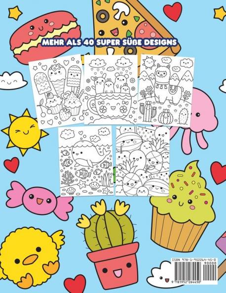 Kawaii Malbuch für Kinder und Erwachsene: Mehr als 40 süße und lustige Kawaii Doodle Malvorlagen