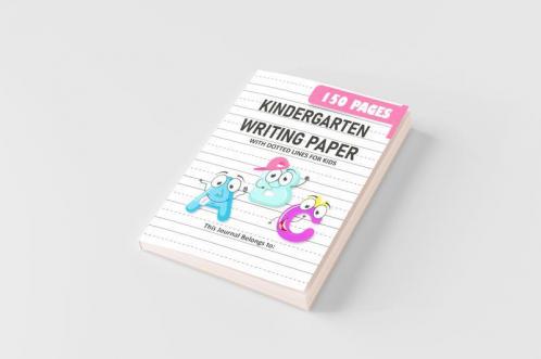 Kindergarten Writing Paper with Dotted Lines for Kids