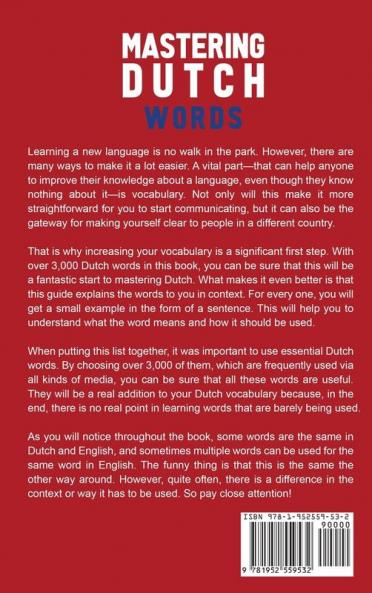 Mastering Dutch Words: Increase Your Vocabulary with Over 3000 Dutch Words in Context