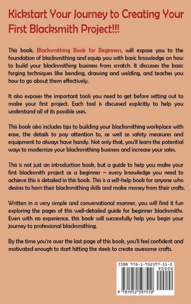Blacksmithing Book for Beginners: Learn How to Forge 15 Easy Blacksmith Projects with Step By Step User Guide Plus Tips Tools and Techniques to Get You Started