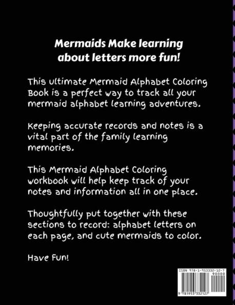 Mermaid Alphabet Coloring Book For Kids: For Kids Ages 4-8 - Sea Creatures - Learning Activity Books