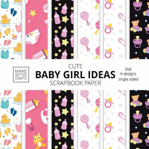 Cute Baby Girl Ideas Scrapbook Paper 8x8 Designer Baby Shower Scrapbook Paper Ideas for Decorative Art DIY Projects Homemade Crafts Cool Nursery Decor Ideas