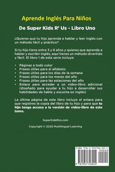 Aprende Inglés Para Niños: De Super Kids R' Us - Libro Uno: 1