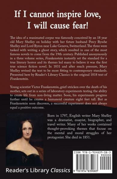 Frankenstein the Original 1818 Text (Reader's Library Classics)