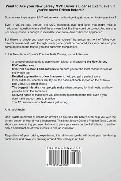 New Jersey Driver's Practice Tests: 700+ Questions All-Inclusive Driver's Ed Handbook to Quickly achieve your Driver's License or Learner's Permit (Cheat Sheets + Digital Flashcards + Mobile App)