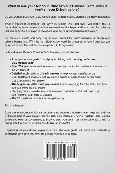 Missouri Driver's Practice Tests: 700+ Questions All-Inclusive Driver's Ed Handbook to Quickly achieve your Driver's License or Learner's Permit (Cheat Sheets + Digital Flashcards + Mobile App)