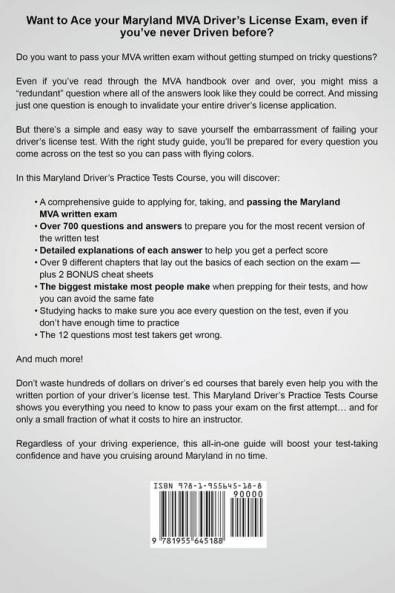 Maryland Driver's Practice Tests: 700+ Questions All-Inclusive Driver's Ed Handbook to Quickly achieve your Driver's License or Learner's Permit (Cheat Sheets + Digital Flashcards + Mobile App)