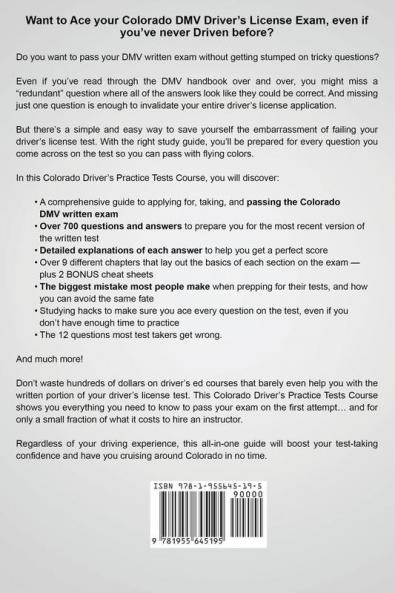 Colorado Driver's Practice Tests: 700+ Questions All-Inclusive Driver's Ed Handbook to Quickly achieve your Driver's License or Learner's Permit (Cheat Sheets + Digital Flashcards + Mobile App)