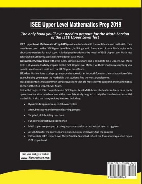 ISEE Upper Level Mathematics Prep 2019: A Comprehensive Review and Ultimate Guide to the ISEE Upper Level Math Test