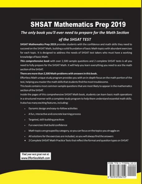SHSAT Mathematics Prep 2019: A Comprehensive Review and Ultimate Guide to the SHSAT Math Test