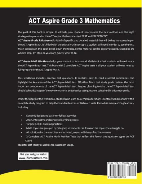 ACT Aspire Grade 3 Mathematics: A Comprehensive Review and Ultimate Guide to the ACT Aspire Math Test