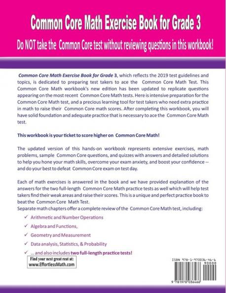 Common Core Math Exercise Book for Grade 3