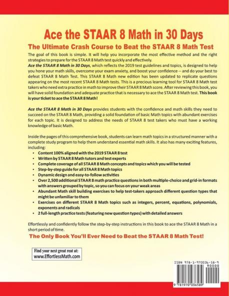 Ace the STAAR 8 Math in 30 Days: The Ultimate Crash Course to Beat the STAAR 8 Math Test