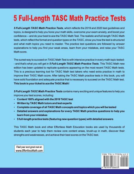 5 Full-Length TASC Math Practice Tests: The Practice You Need to Ace the TASC Math Test
