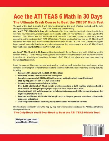 Ace the ATI TEAS 6 Math in 30 Days: The Ultimate Crash Course to Beat the ATI TEAS 6 Math Test