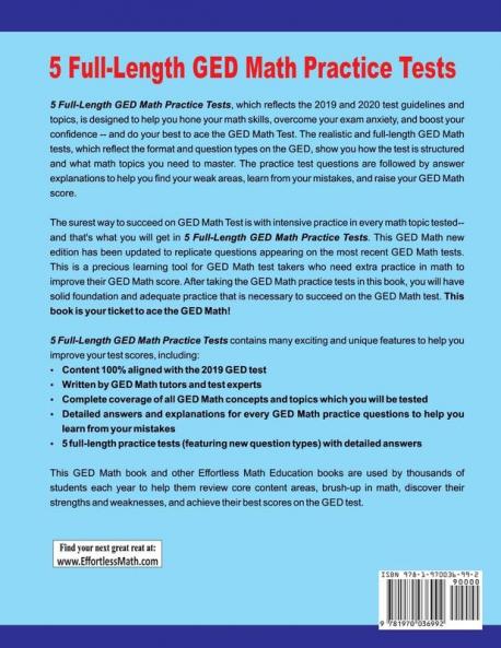 5 Full-Length GED Math Practice Tests: The Practice You Need to Ace the GED Math Test