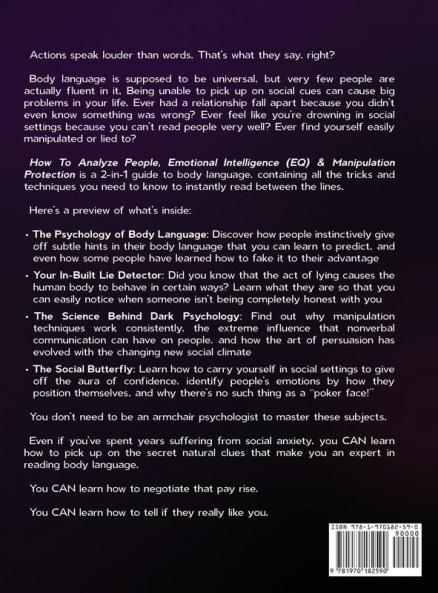 How To Analyze People Emotional Intelligence (EQ) & Manipulation Protection (2 in 1): The Truth About Dark Psychology + Speed Reading Body Language NLP & Persuasion Strategies