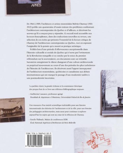 Pour une définition de l'architecture au Québec et autres essais de Melvin Charney