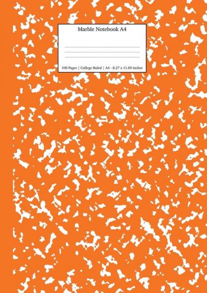 Marble Notebook A4: Pumpkin Marble College Ruled Journal: 8 (School Supplies)