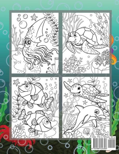 Sea Creatures Coloring Book for Kids Ages 4-8
