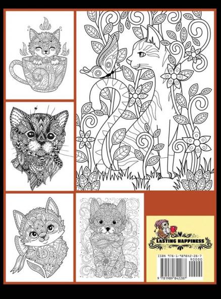 50 Cat Pictures to Color: A Cat Lovers Colouring Gift for Moms Dads Daughters and More!: 8 (Stress Reliever Coloring Books)