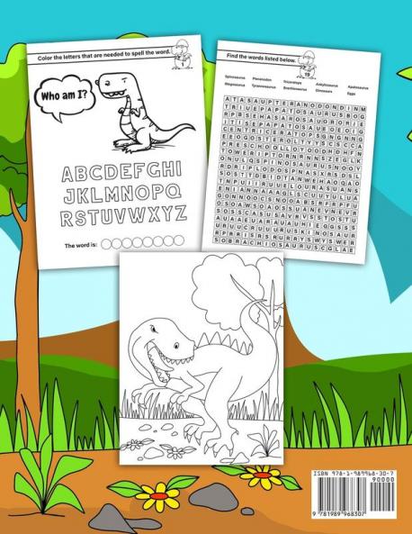 Dinosaurs Activity Book: A Fun Prehistoric Activity Workbook For Boys and Girls With Learning Coloring Mazes Dot to Dot Puzzles Crosswords Math and More!