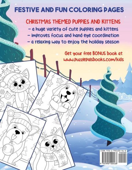 Santa's Puppies Coloring Book For Kids: Christmas Coloring Book For Kids Ages 4 - 8