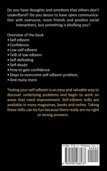 Self Esteem Workbook: A Self-doubt State of Mind by Learning to Gain Confidence (How to Overcome Shyness Worry and Boost Your Self-esteem)