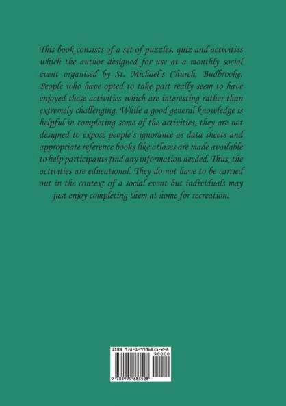 Puzzles Quiz and Activities suitable for Social Events Volume 1
