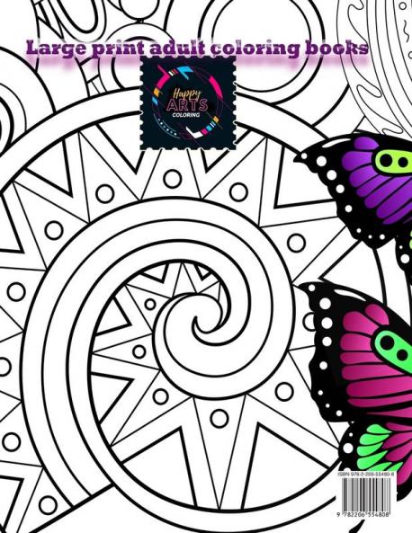 Adult coloring books LARGE print Coloring for adults Butterflies and flowers coloring book