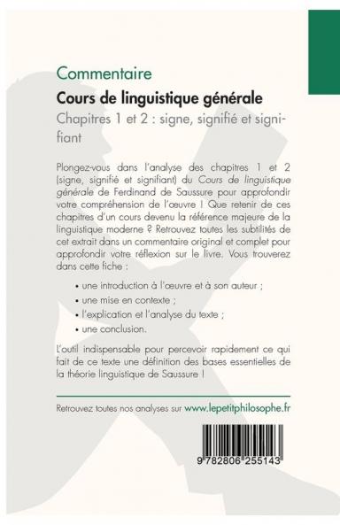 Cours de linguistique g��n��rale de Saussure - Chapitres 1 et 2