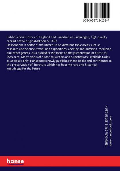 Public School History of England and Canada