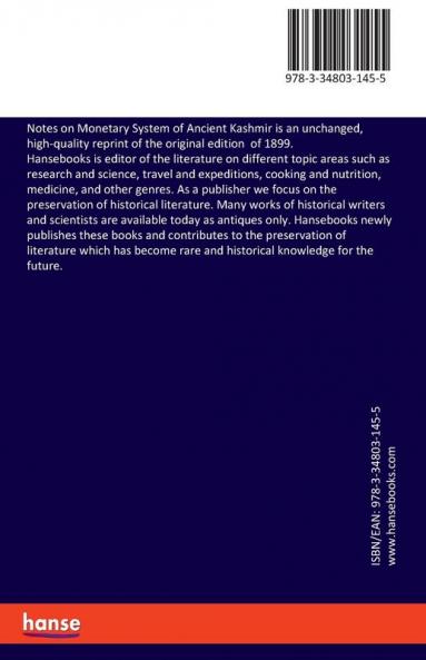 Notes on Monetary System of Ancient Kashmir