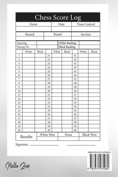 Chess Score Log Book