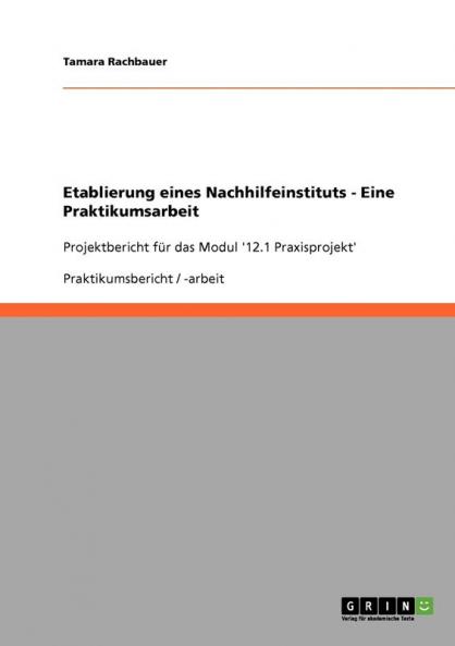 Etablierung eines Nachhilfeinstituts - Eine Praktikumsarbeit