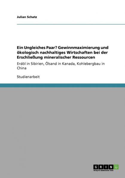 Ein Ungleiches Paar? Gewinnmaximierung und ökologisch nachhaltiges Wirtschaften bei der Erschließung mineralischer Ressourcen
