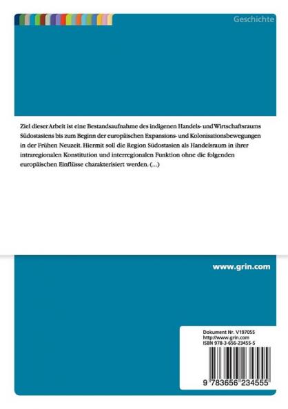 S��dostasien als Handelsraum zwischen China und Indien vor Beginn der europ��ischen kolonialen Expansion