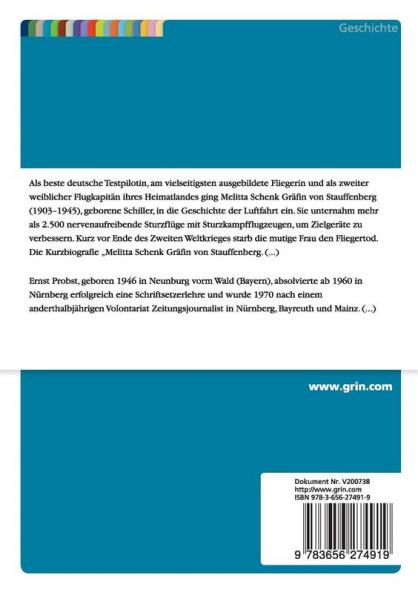Melitta Schenk Gräfin von Stauffenberg - Deutsche Fliegerheldin mit Gewissensbissen