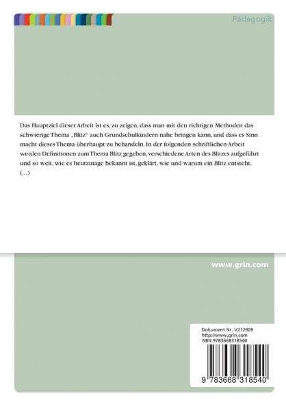 Blitze als Thema im Heimat- und Sachkundeunterricht. Theoretische Grundlagen und Unterrichtsbeispiel