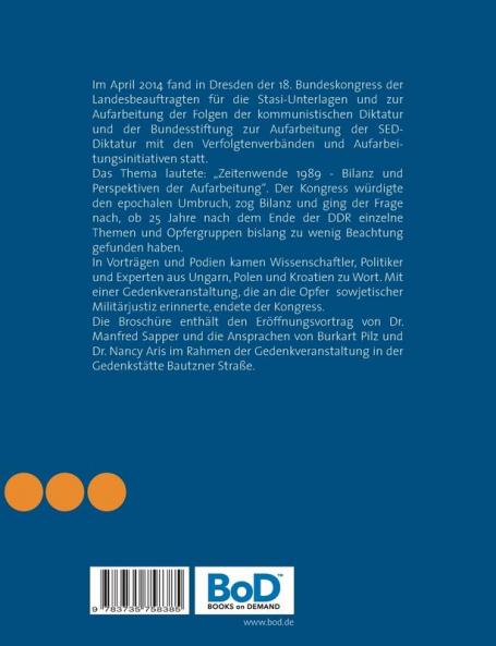 Zeitenwende 1989 - Bilanz und Perspektiven der Aufarbeitung