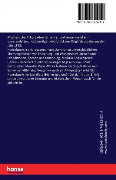 Musikalische Akkordlehre f��r Lehrer und Lernende