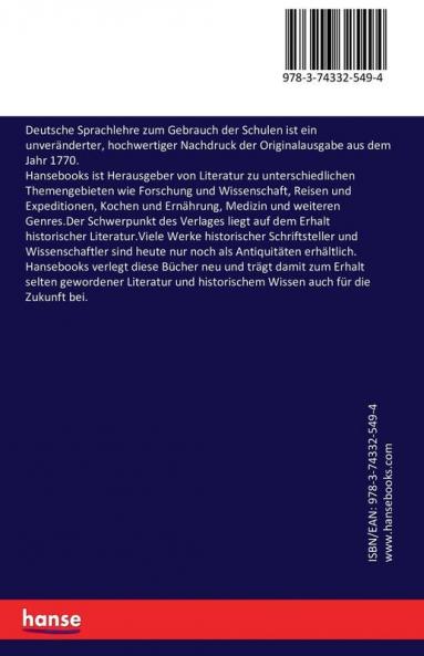 Deutsche Sprachlehre zum Gebrauch der Schulen